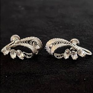 Vintage Ann Lee stamped Sterling Silver filigree screwback earrings